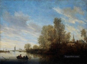 Paisaje fluvial Río Salomon van Ruysdael Pinturas al óleo